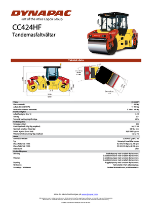 Тандемні вібраційні дорожні катки Dynapac CC 424 HF
