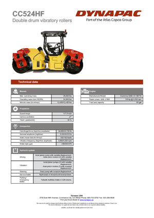 Тандемні вібраційні дорожні катки Dynapac CC 524 HF