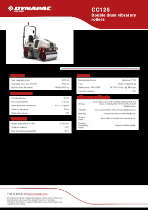 Тандемні вібраційні дорожні катки Dynapac CC125