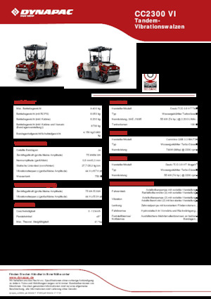Тандемні вібраційні дорожні катки Dynapac CC2300 VI