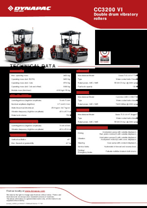 Тандемні вібраційні дорожні катки Dynapac CC3200 VI