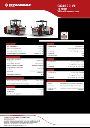 Тандемні вібраційні дорожні катки Dynapac CC4000 VI
