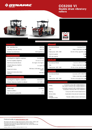 Тандемні вібраційні дорожні катки Dynapac CC5200 VI