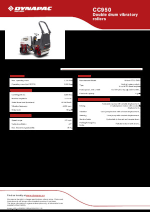 Тандемні вібраційні дорожні катки Dynapac CC950