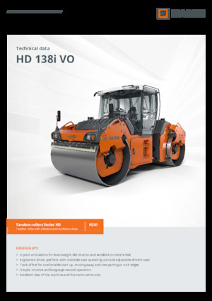 Тандемні вібраційні дорожні катки Hamm HD 138i VO