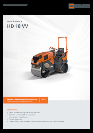 Тандемні вібраційні дорожні катки Hamm HD 18 VV