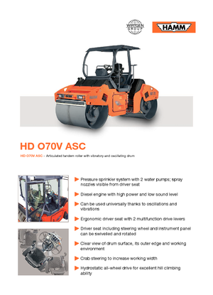 Тандемні вібраційні дорожні катки Hamm HD O70 V ASC