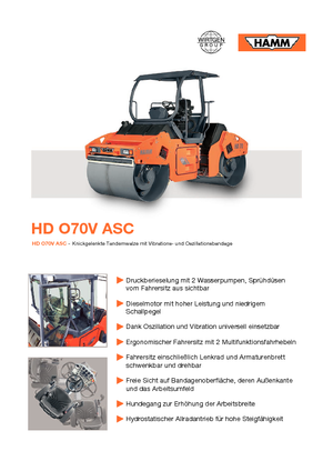 Тандемні вібраційні дорожні катки Hamm HD O70 V ASC