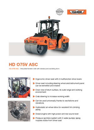 Тандемні вібраційні дорожні катки Hamm HD O75 V ASC