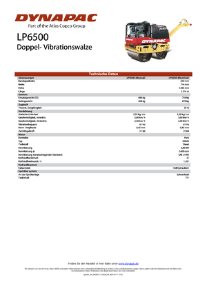 Тандемні вібраційні дорожні катки Dynapac LP 6500