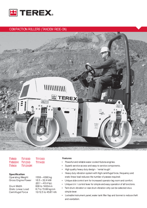 Тандемні вібраційні дорожні катки Terex TV 900