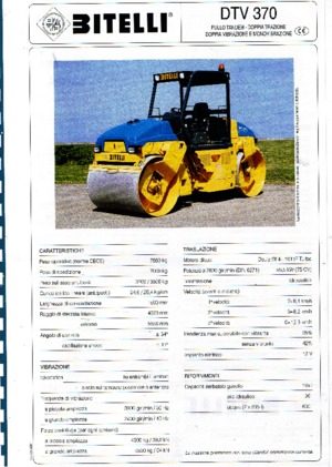 Тандемні вібраційні дорожні катки Bitelli DTV 370