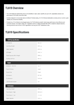 Телескопічні навантажувачі Bobcat TL619