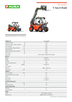 Телескопічні навантажувачі Ausa T 144 H Plus