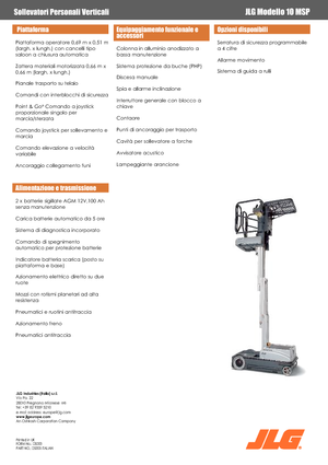 Підйомники з однією вертикальною щоглою JLG 10MSP