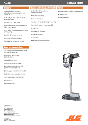 Підйомники з однією вертикальною щоглою JLG 10MSP