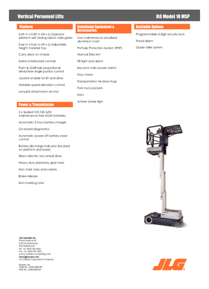Підйомники з однією вертикальною щоглою JLG 10MSP