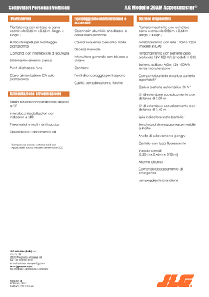 Підйомники з однією вертикальною щоглою JLG 20AM