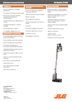 Підйомники з однією вертикальною щоглою JLG 20MVL