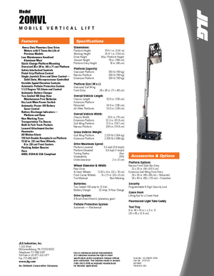 Підйомники з однією вертикальною щоглою JLG 20MVL