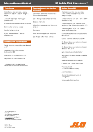 Підйомники з однією вертикальною щоглою JLG 25AM