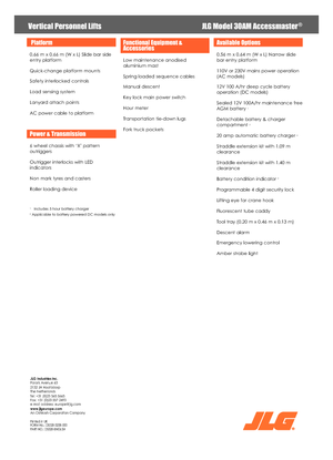 Підйомники з однією вертикальною щоглою JLG 30AM