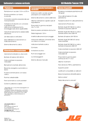 Підйомники з однією вертикальною щоглою JLG-Toucan Toucan 1210