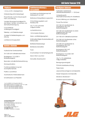 Підйомники з однією вертикальною щоглою JLG-Toucan Toucan 1210