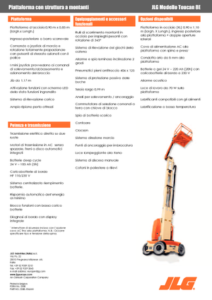 Підйомники з однією вертикальною щоглою JLG-Toucan Toucan 8 E