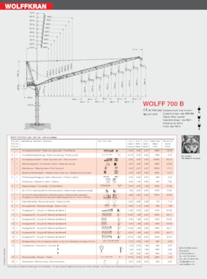 Баштові крани - вантажопідйомна стріла - верхнеповоротні Wolffkran 700 B