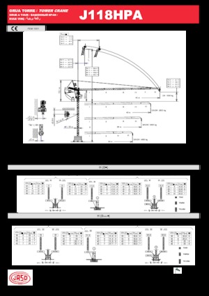 Баштові крани - штанга струмоприймача - верхнеповоротні Jaso J118HPA