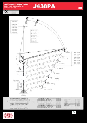 Баштові крани - вантажопідйомна стріла - верхнеповоротні Jaso J438PA.2R