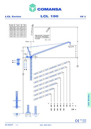 Баштові крани - вантажопідйомна стріла - верхнеповоротні Comansa LCL 190