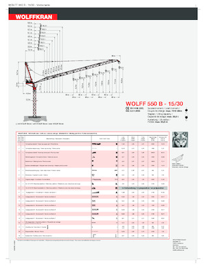 Баштові крани - вантажопідйомна стріла - верхнеповоротні Wolffkran 550 B