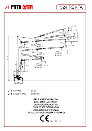 Баштові крани - штанга струмоприймача - нижнеповоротні FM-Gru 524 RBI-FA
