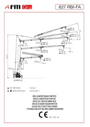 Баштові крани - штанга струмоприймача - нижнеповоротні FM-Gru 627 RBI-FA