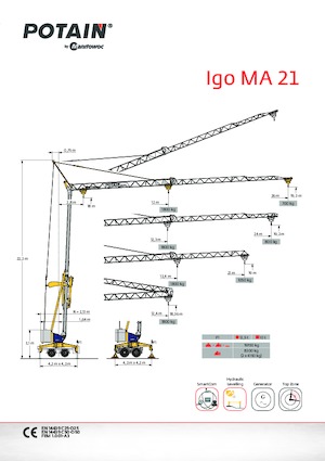 Баштові крани - штанга струмоприймача - нижнеповоротні Potain Igo MA 21