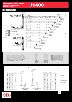 Баштові крани - штанга струмоприймача - верхнеповоротні Jaso J1400
