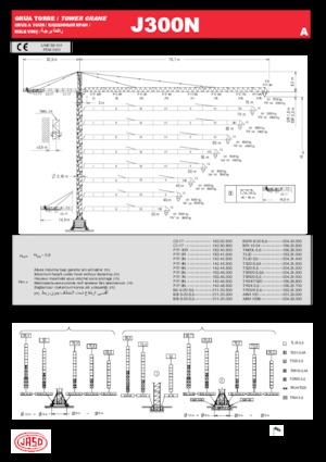 Баштові крани - штанга струмоприймача - верхнеповоротні Jaso J300N.A