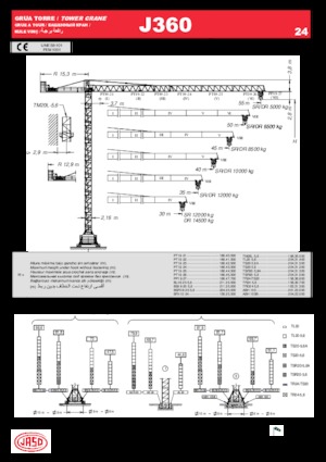 Баштові крани - штанга струмоприймача - верхнеповоротні Jaso J360.24