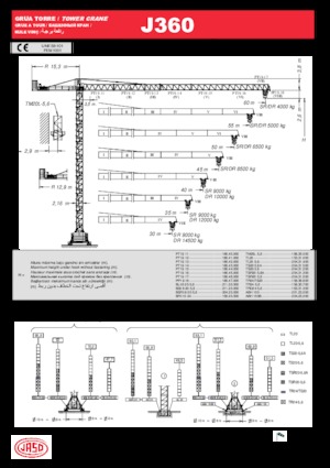Баштові крани - штанга струмоприймача - верхнеповоротні Jaso J360