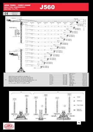 Баштові крани - штанга струмоприймача - верхнеповоротні Jaso J560
