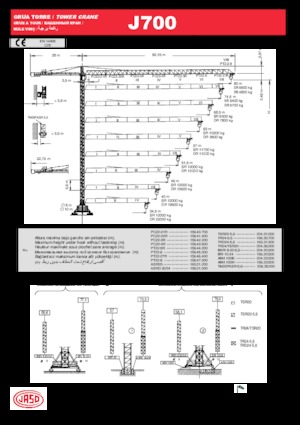 Баштові крани - штанга струмоприймача - верхнеповоротні Jaso J700