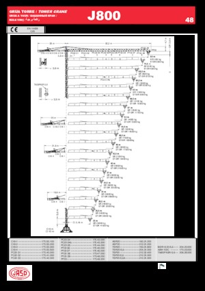Баштові крани - штанга струмоприймача - верхнеповоротні Jaso J800.48