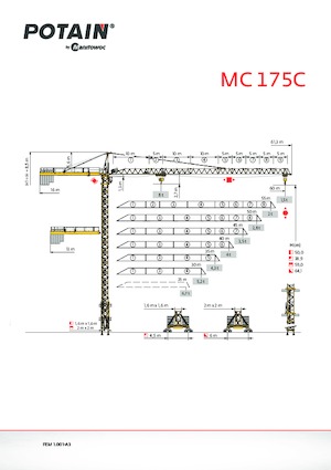 Баштові крани - штанга струмоприймача - верхнеповоротні Potain MC 175C