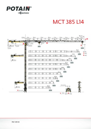 Баштові крани - штанга струмоприймача - верхнеповоротні Potain MCT 385 L14