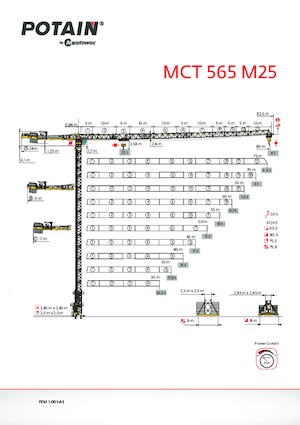 Баштові крани - штанга струмоприймача - верхнеповоротні Potain MCT 565 M25
