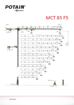 Баштові крани - штанга струмоприймача - верхнеповоротні Potain MCT 85 F5
