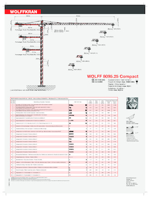 Баштові крани - штанга струмоприймача - верхнеповоротні Wolffkran 8095.25 Compact
