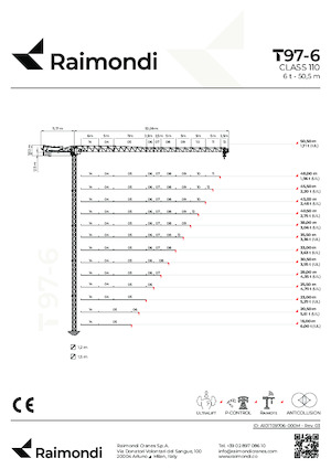 Баштові крани - штанга струмоприймача - верхнеповоротні Raimondi T97